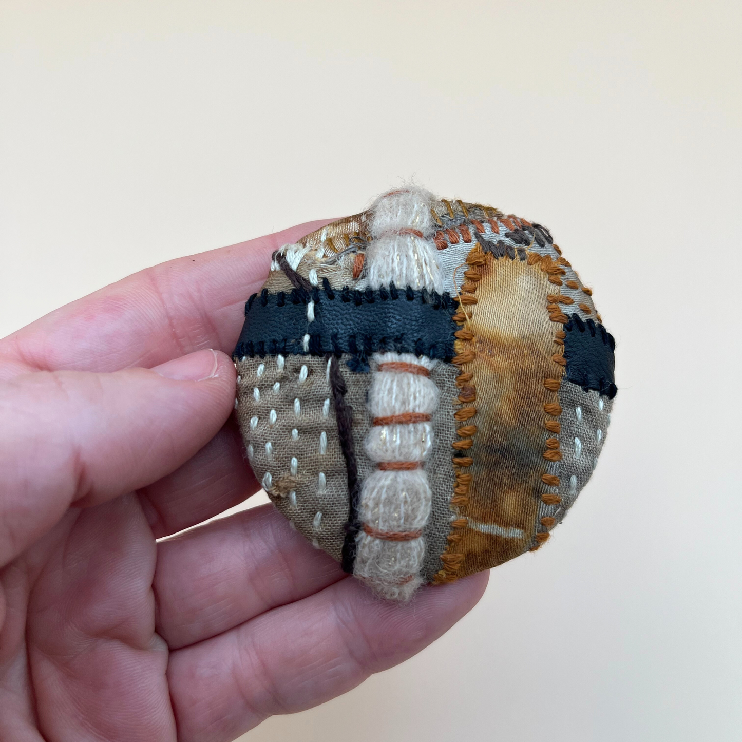Handcrafted Fibre Art Brooch – Abstract Wearable Art #7 (2.5”)