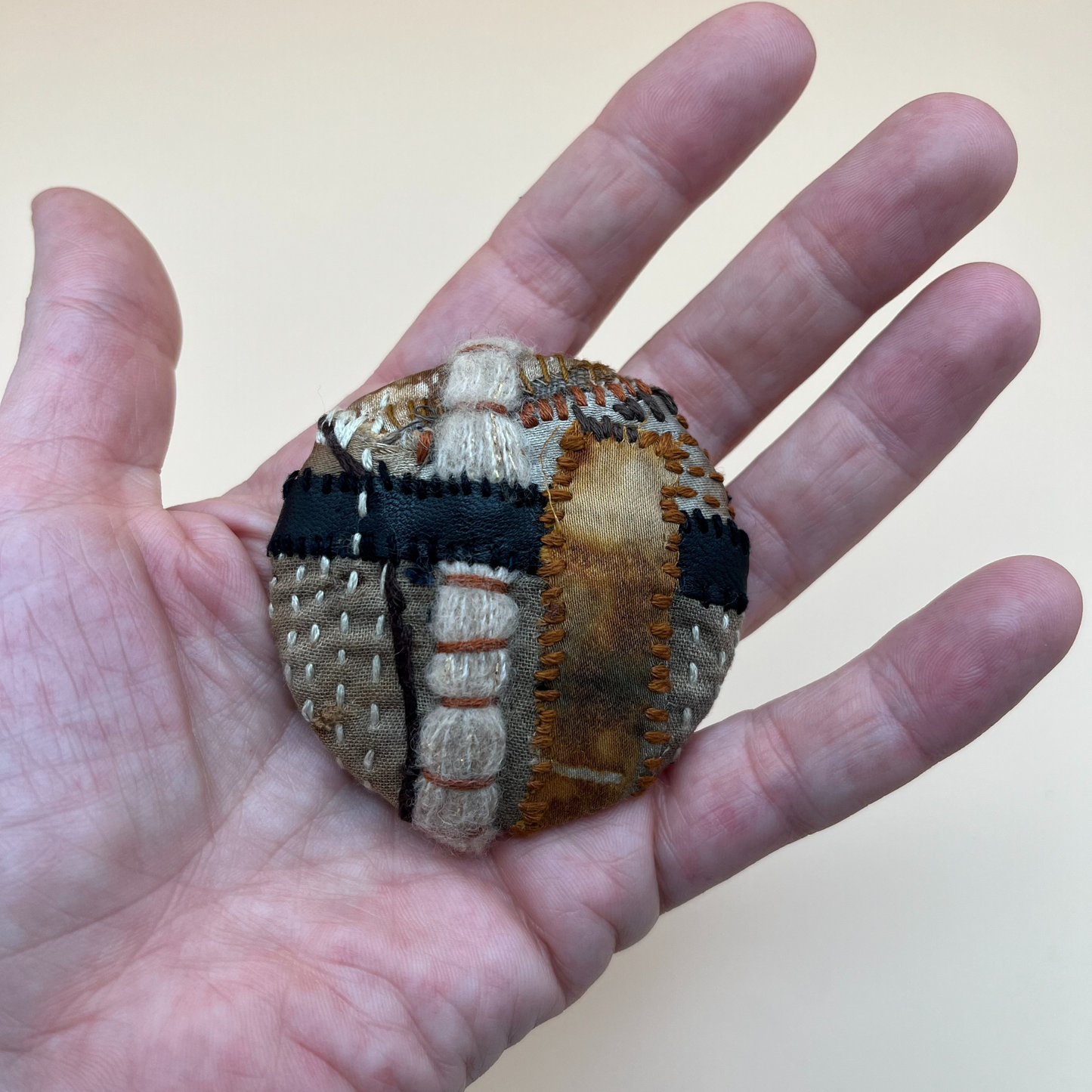 Handcrafted Fibre Art Brooch – Abstract Wearable Art #7 (2.5”)