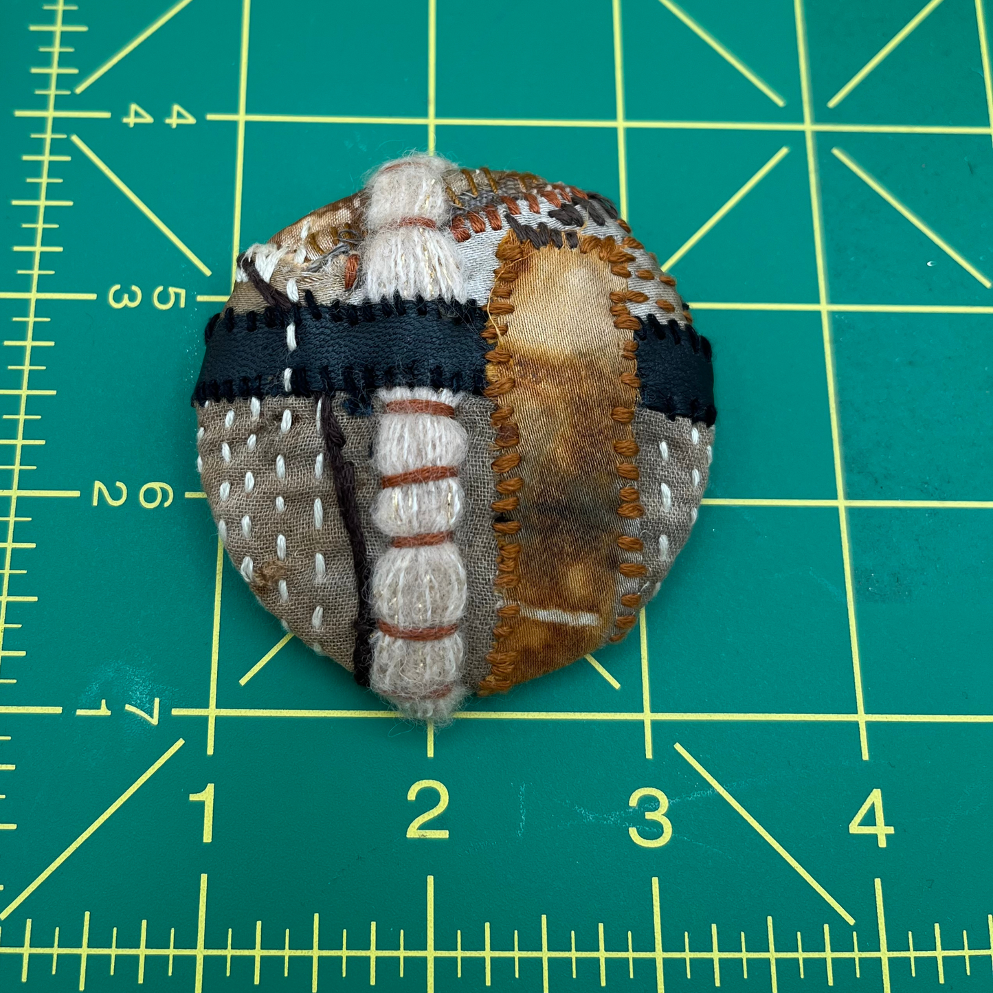 Handcrafted Fibre Art Brooch – Abstract Wearable Art #7 (2.5”)