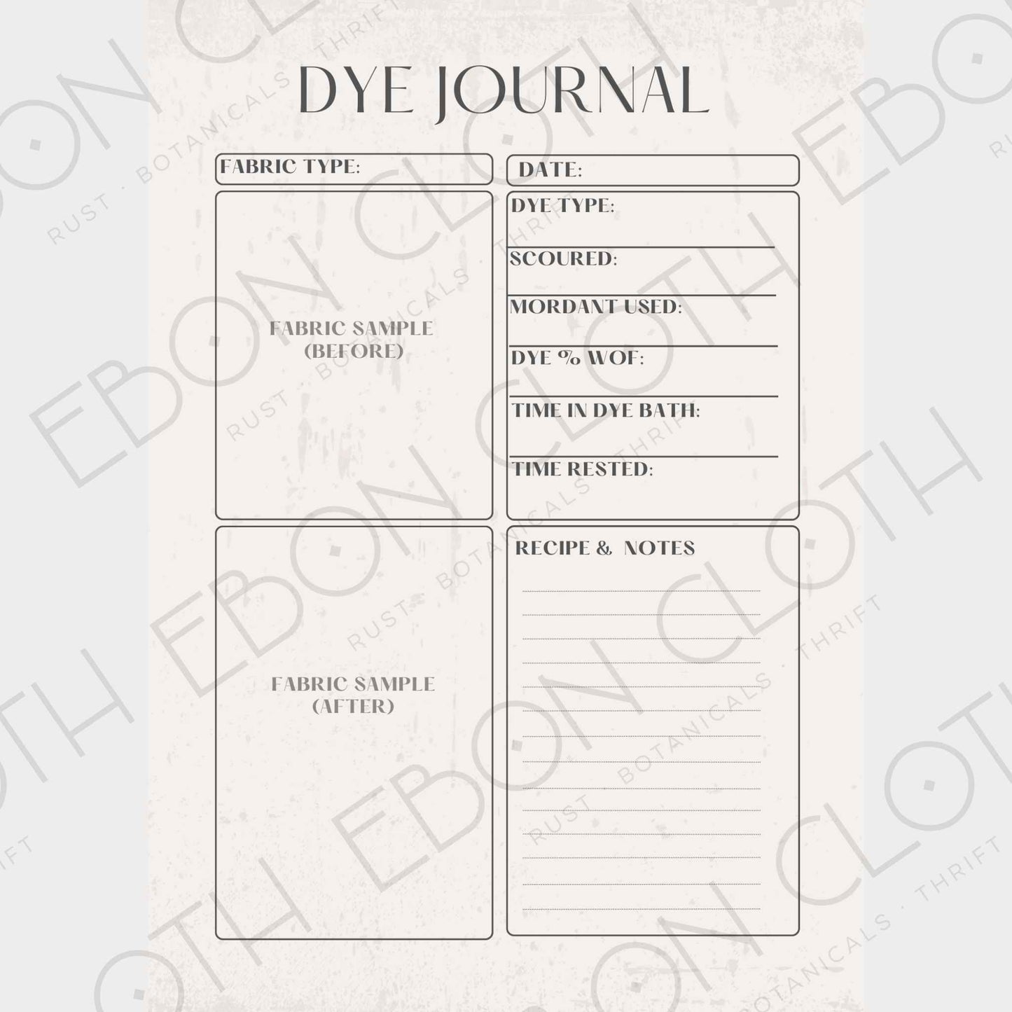 Dyers Sample Journal