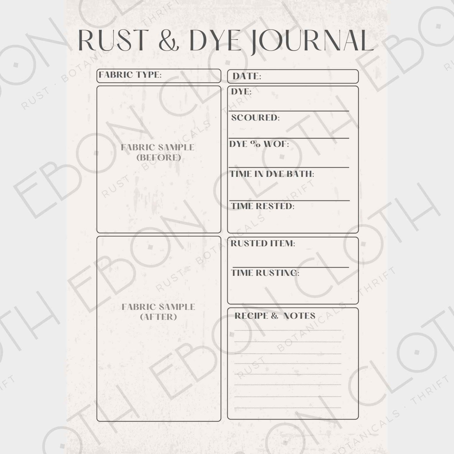 Dyers Sample Journal